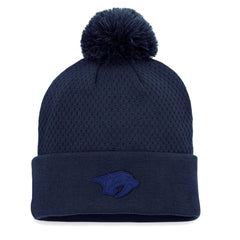 NHL Navy Nashville Predators Fanatics Women's Authentic Pro Road Cuffed Knit Hat with Pom