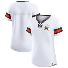 Women's Brownie The Elf Gridiron Classics Sunday Best Lace-Up T-Shirt - Cleveland Browns