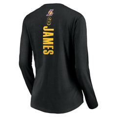 NBA LeBron James Los Angeles Lakers Women's #6 Playmaker Name & Number Long Sleeve V-Neck T-Shirt
