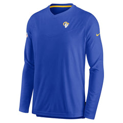 Sideline Coach Chevron Lock Up Long Sleeve V-Neck Performance T-Shirt - Los Angeles Rams