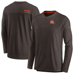 Sideline Coach Chevron Lock Up Long Sleeve V-Neck Performance T-Shirt - Cleveland Browns
