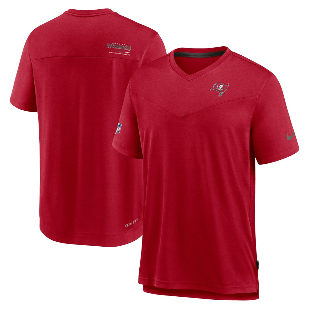 Sideline Coach Chevron Lock Up Logo V-Neck Performance T-Shirt - Tampa Bay Buccaneers