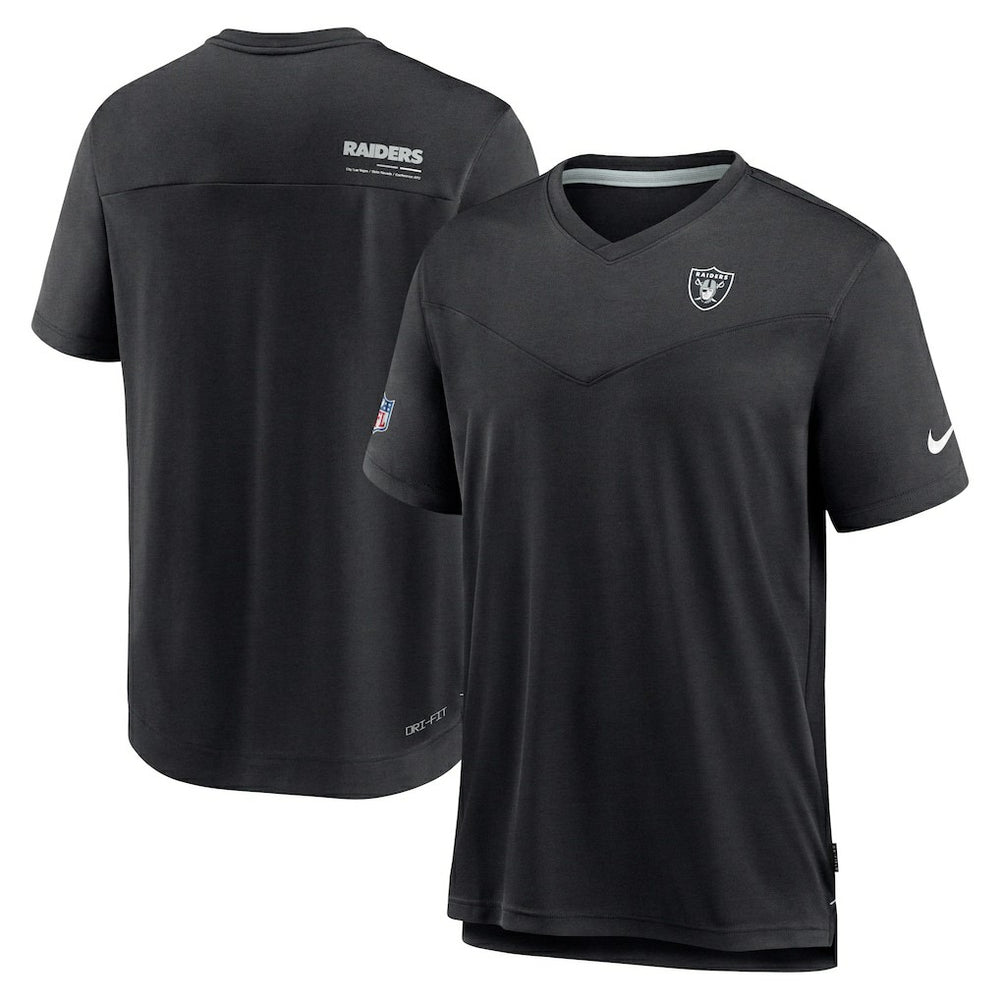 Sideline Coach Chevron Lock Up Logo V-Neck Performance T-Shirt - Las Vegas Raiders