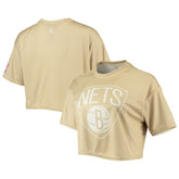 NBA Brooklyn Nets Women's Tan Sand Crop Top discount
