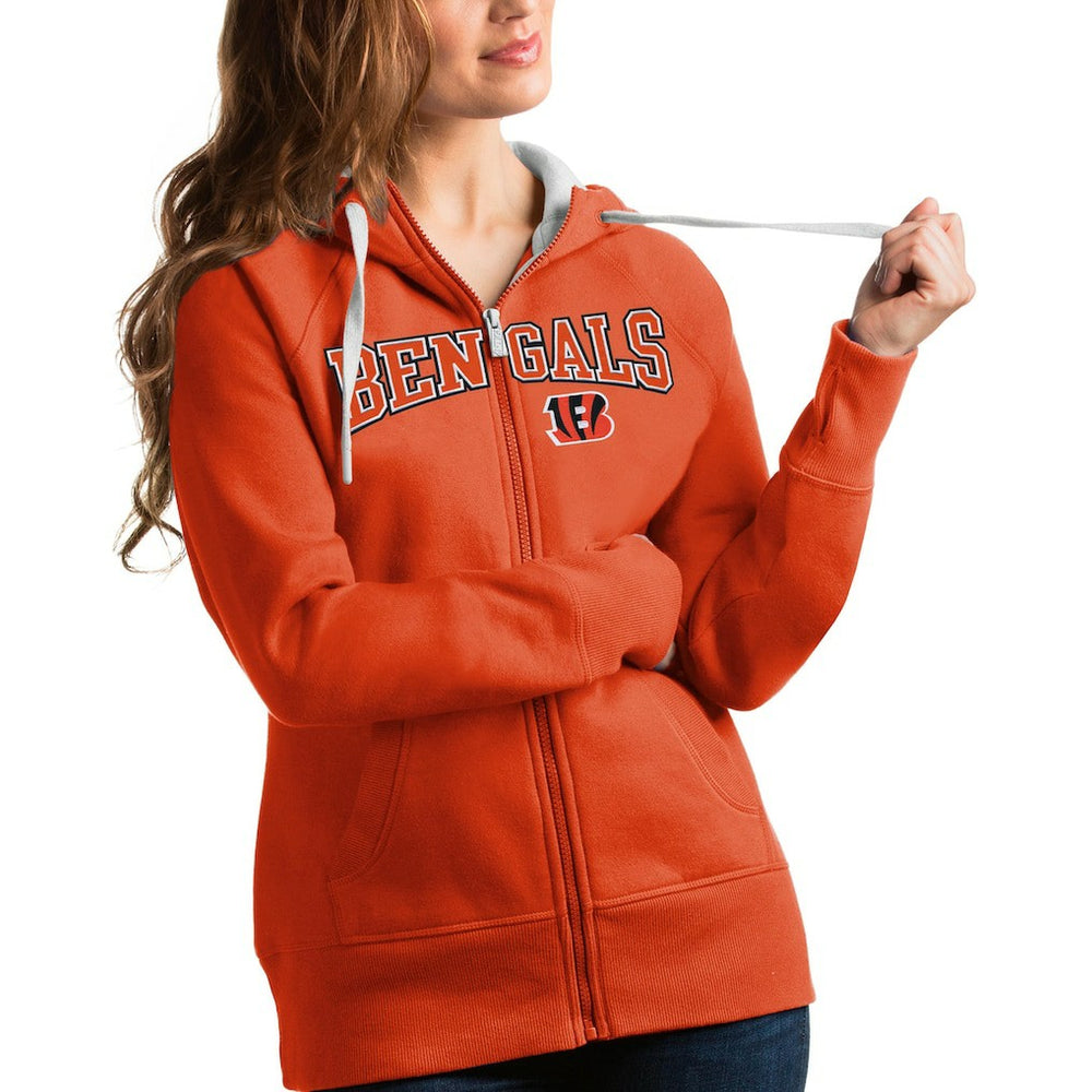 Antigua Women's Wordmark Victory Full-Zip Hoodie - Cincinnati Bengals