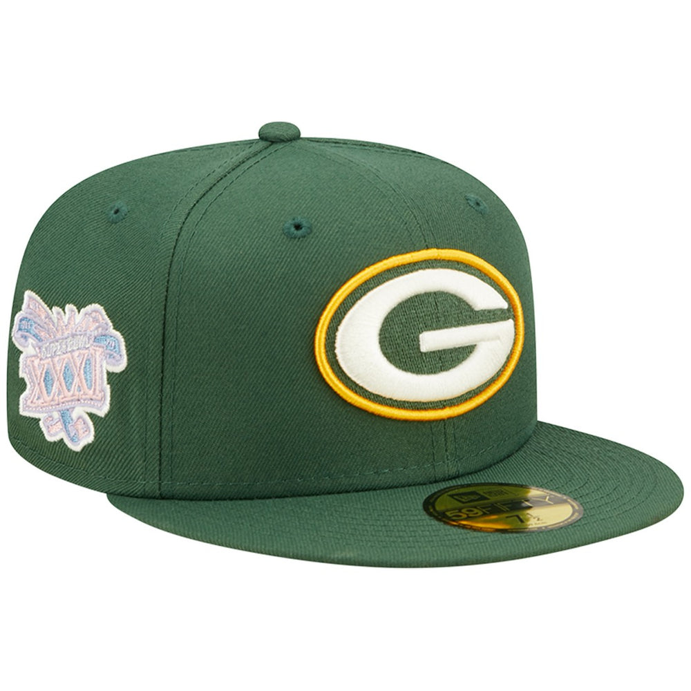 Super Bowl XXXI Purple Pop Sweat 59FIFTY Fitted Hat - Green Bay Packers