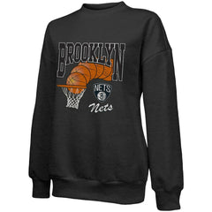 NBA Brooklyn Nets Majestic Threads Women's Bank Shot Pullover Tri-Blend Sweatshirt