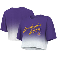 NBA Los Angeles Lakers Majestic Threads Women's Dirty Dribble Tri-Blend Cropped T-Shirt
