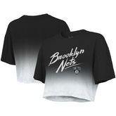 NBA Brooklyn Nets Majestic Threads Women's Dirty Dribble Tri-Blend Cropped T-Shirt