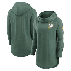 Women's Minimal Statement Lightweight Raglan Funnel Neck Pullover Hoodie - Green Bay Packers