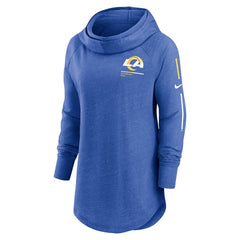 Women's Minimal Statement Lightweight Raglan Funnel Neck Pullover Hoodie - Los Angeles Rams