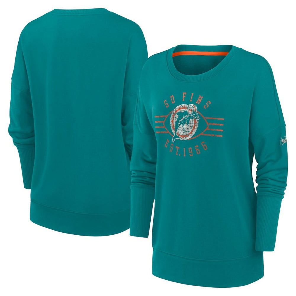 Women's Rewind Playback Icon Performance Pullover Sweatshirt - Miami Dolphins