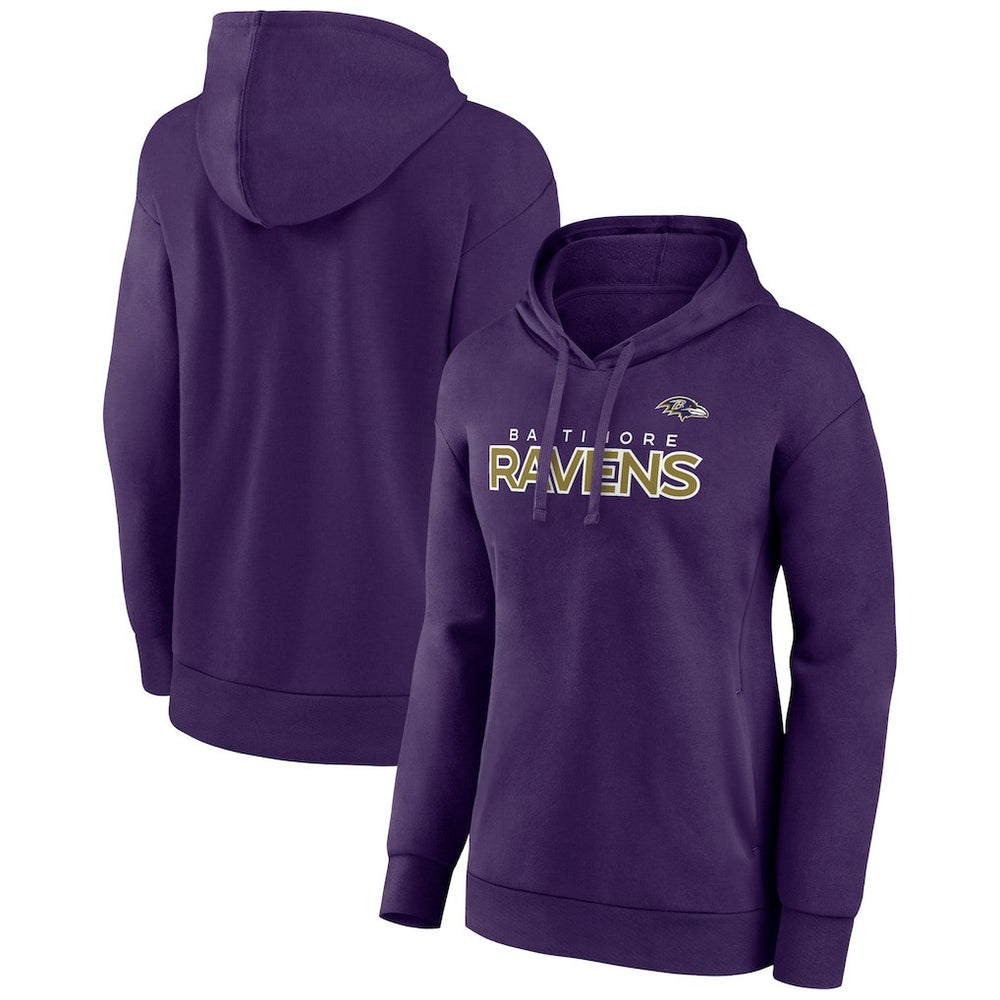 Women's Iconic Cotton Fleece Checklist Pullover Hoodie - Baltimore Ravens