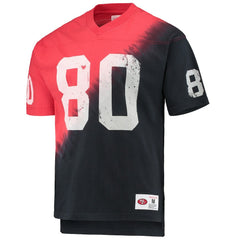 Jerry Rice Retired Player Name & Number Diagonal Tie-Dye V-Neck T-Shirt - San Francisco 49ers