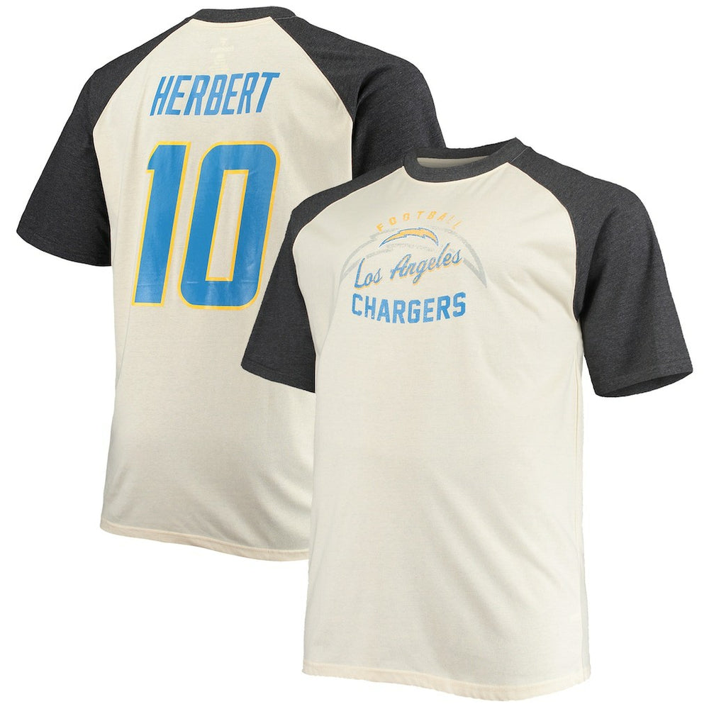 Justin Herbert Big & Tall Player Name & Number Raglan T-Shirt - Los Angeles Chargers
