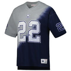 Emmitt Smith Retired Player Name & Number Diagonal Tie-Dye V-Neck T-Shirt - Dallas Cowboys