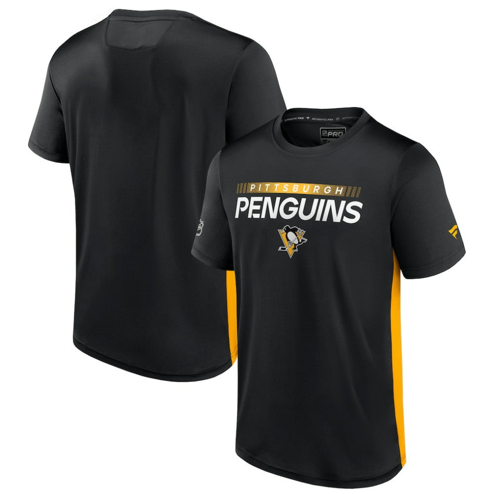 NHL Black/Gold Pittsburgh Penguins Fanatics Authentic Pro Rink Tech T-Shirt