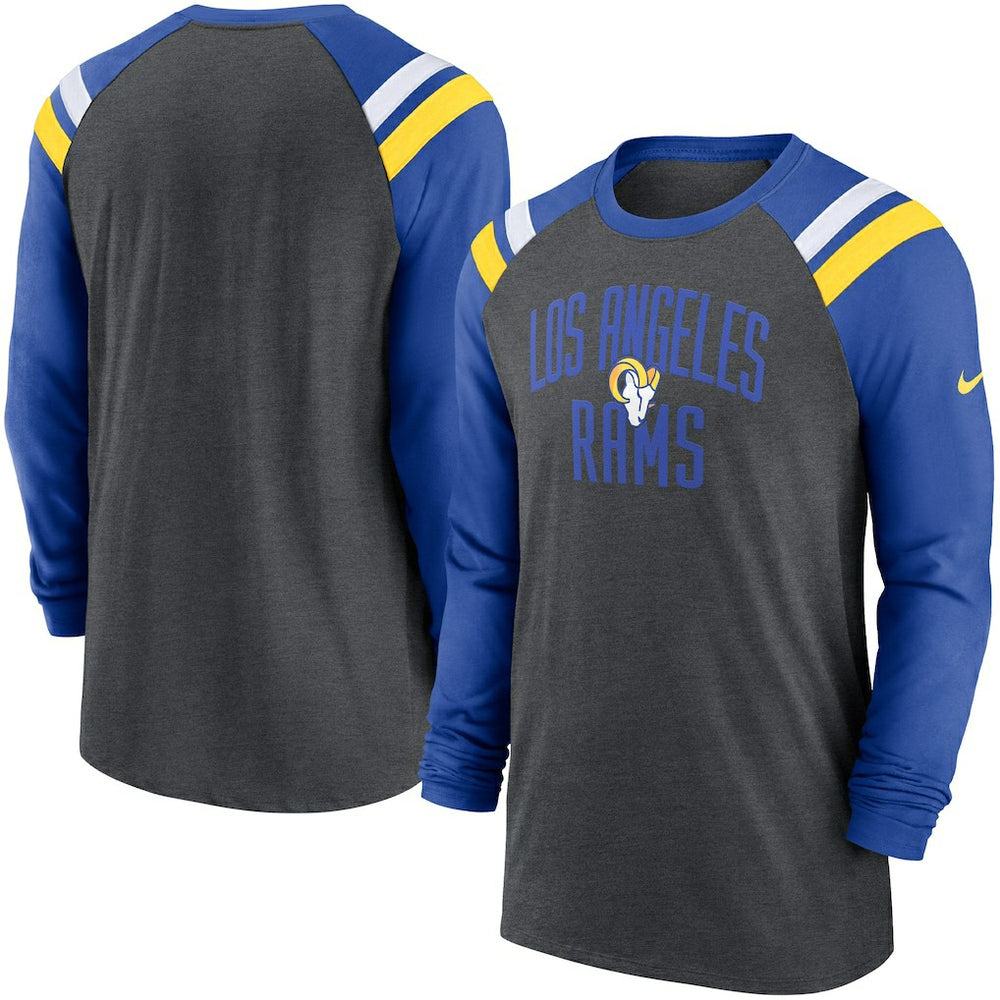 Tri-Blend Raglan Athletic Long Sleeve Fashion T-Shirt - Los Angeles Rams