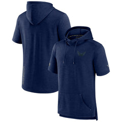 NHL Heather Navy Washington Capitals Fanatics Authentic Pro Road Performance Short Sleeve Pullover Hoodie
