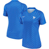 France Women's National Team Women's 2022/23 Away Pre-Match Performance Top - Nike Blue