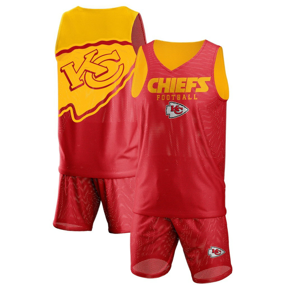 FOCO Colorblock Mesh V-Neck & Shorts Set - Kansas City Chiefs