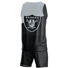 FOCO Colorblock Mesh V-Neck & Shorts Set - Las Vegas Raiders