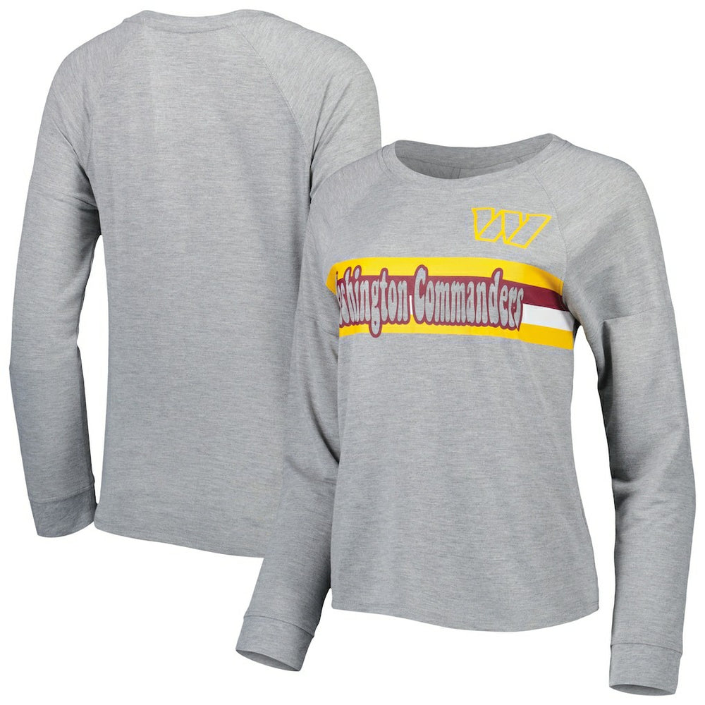 Juniors All Striped Up Raglan Long Sleeve T-Shirt - Washington Commanders