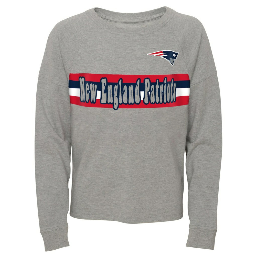 Juniors All Striped Up Raglan Long Sleeve T-Shirt - New England Patriots