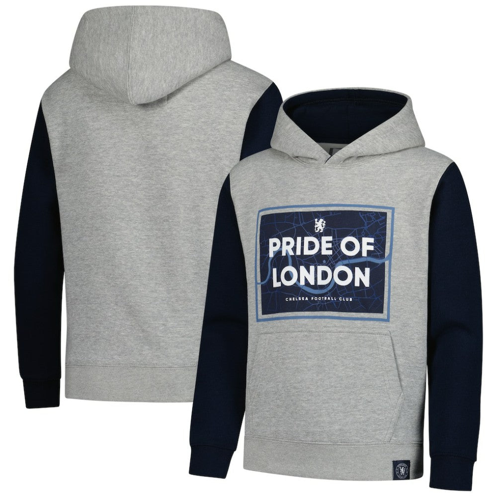 Chelsea Youth Club Pullover Hoodie - Heathered Gray/Navy