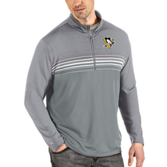 NHL Gray Pittsburgh Penguins Antigua Pace Quarter-Zip Pullover Top
