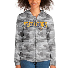 NHL Camo Nashville Predators Antigua Women's Team Absolute Full-Zip Hoodie