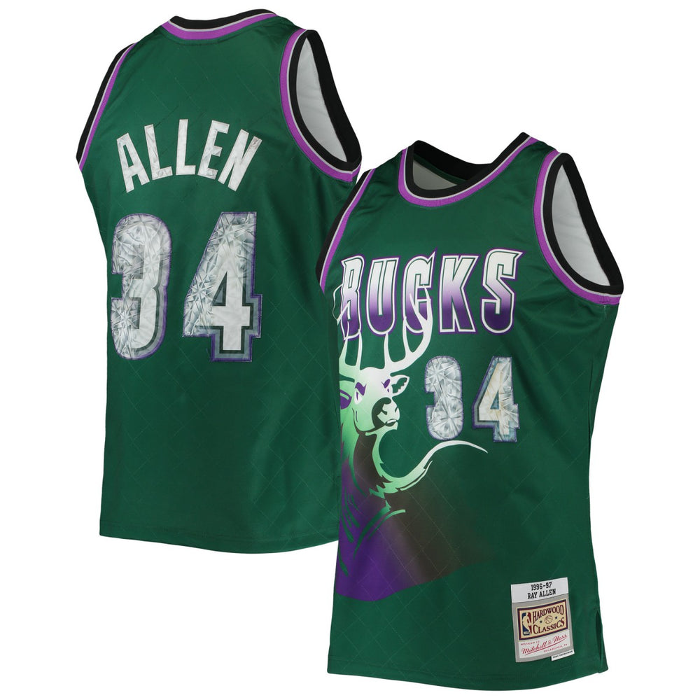 NBA Ray Allen Milwaukee Bucks 1996/97 Hardwood Classics NBA 75th Anniversary Diamond Swingman Jersey