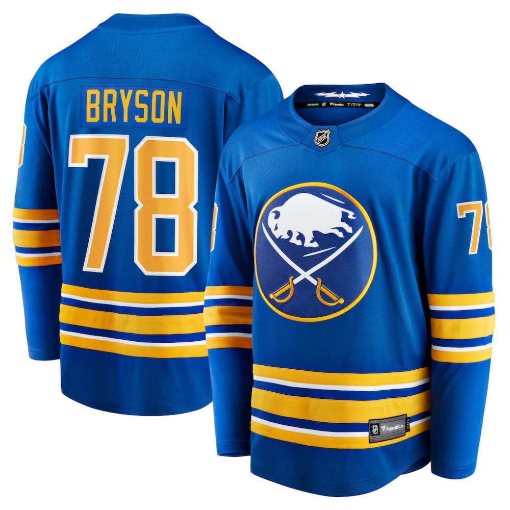 NHL Royal Jacob Bryson Buffalo Sabres Fanatics Home Breakaway Player Jersey