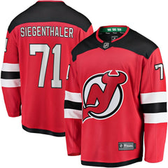 NHL Red Jonas Siegenthaler New Jersey Devils Fanatics Home Breakaway Player Jersey