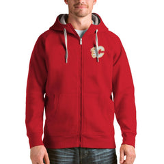 NHL Red Calgary Flames Antigua Logo Victory Full-Zip Hoodie