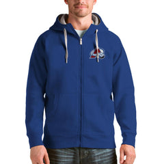 NHL Royal Colorado Avalanche Antigua Logo Victory Full-Zip Hoodie