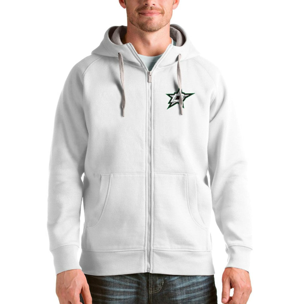 NHL White Dallas Stars Antigua Logo Victory Full-Zip Hoodie
