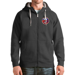NHL Charcoal New York Islanders Antigua Logo Victory Full-Zip Hoodie