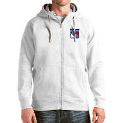 NHL White New York Rangers Antigua Logo Victory Full-Zip Hoodie