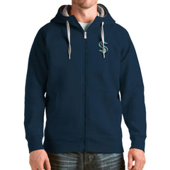 NHL Deep Sea Blue Seattle Kraken Antigua Logo Victory Full-Zip Hoodie