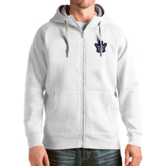 NHL White Toronto Maple Leafs Antigua Logo Victory Full-Zip Hoodie