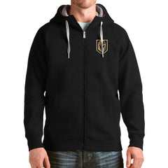 NHL Black Vegas Golden Knights Antigua Logo Victory Full-Zip Hoodie