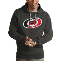 NHL Charcoal Carolina Hurricanes Antigua Logo Victory Pullover Hoodie