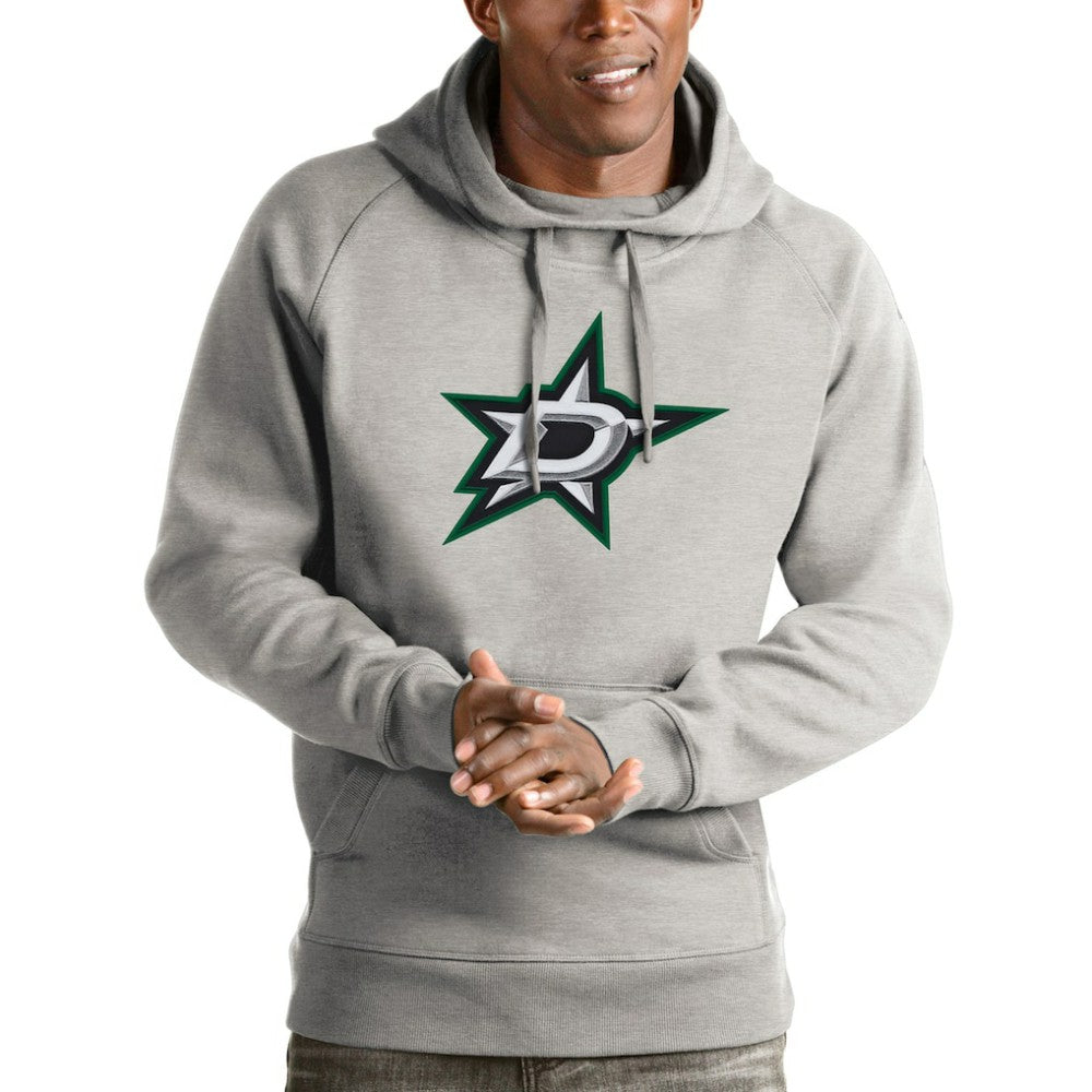 NHL Heathered Gray Dallas Stars Antigua Logo Victory Pullover Hoodie