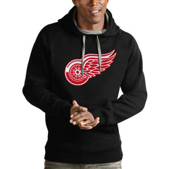 NHL Black Detroit Red Wings Antigua Logo Victory Pullover Hoodie