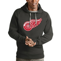 NHL Charcoal Detroit Red Wings Antigua Logo Victory Pullover Hoodie