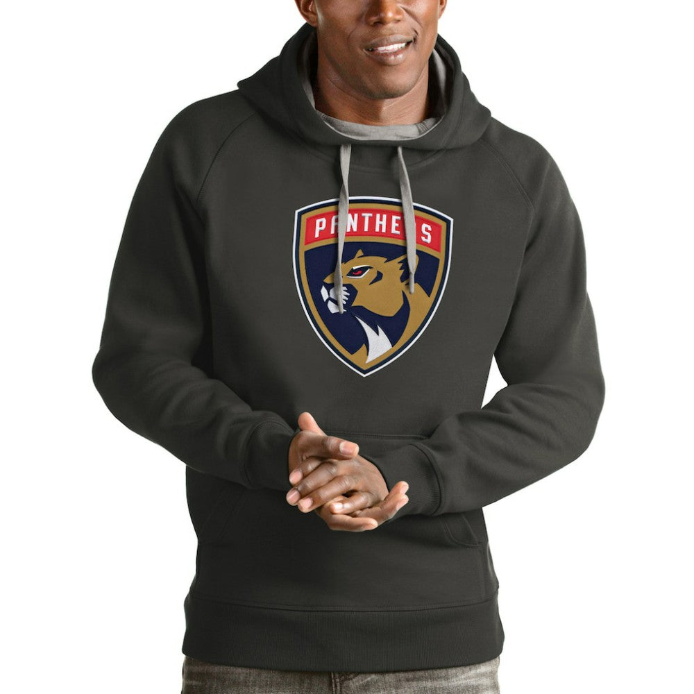 NHL Charcoal Florida Panthers Antigua Logo Victory Pullover Hoodie