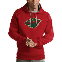 NHL Red Minnesota Wild Antigua Logo Victory Pullover Hoodie