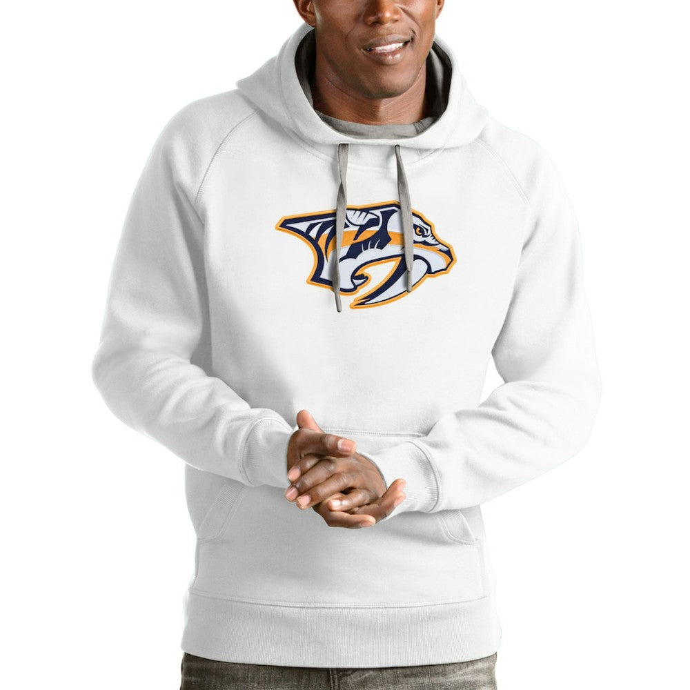 NHL White Nashville Predators Antigua Logo Victory Pullover Hoodie