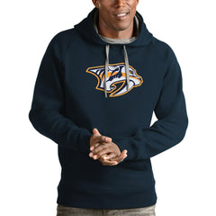NHL Navy Nashville Predators Antigua Logo Victory Pullover Hoodie